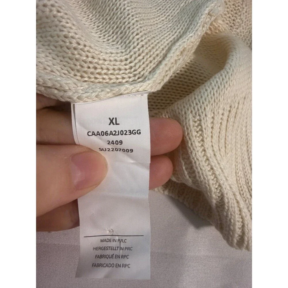 Cupshe Cream Knit Sweater NWT Size XL Lightweight V-Neck Relaxed Fit Neutral